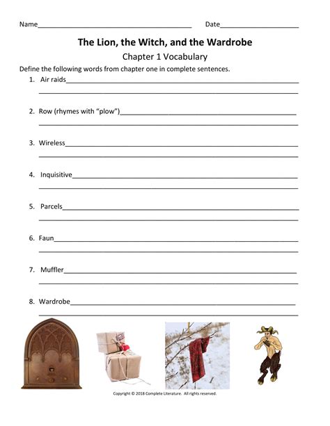 Printable The Lion The Witch And The Wardrobe Worksheets Pdf